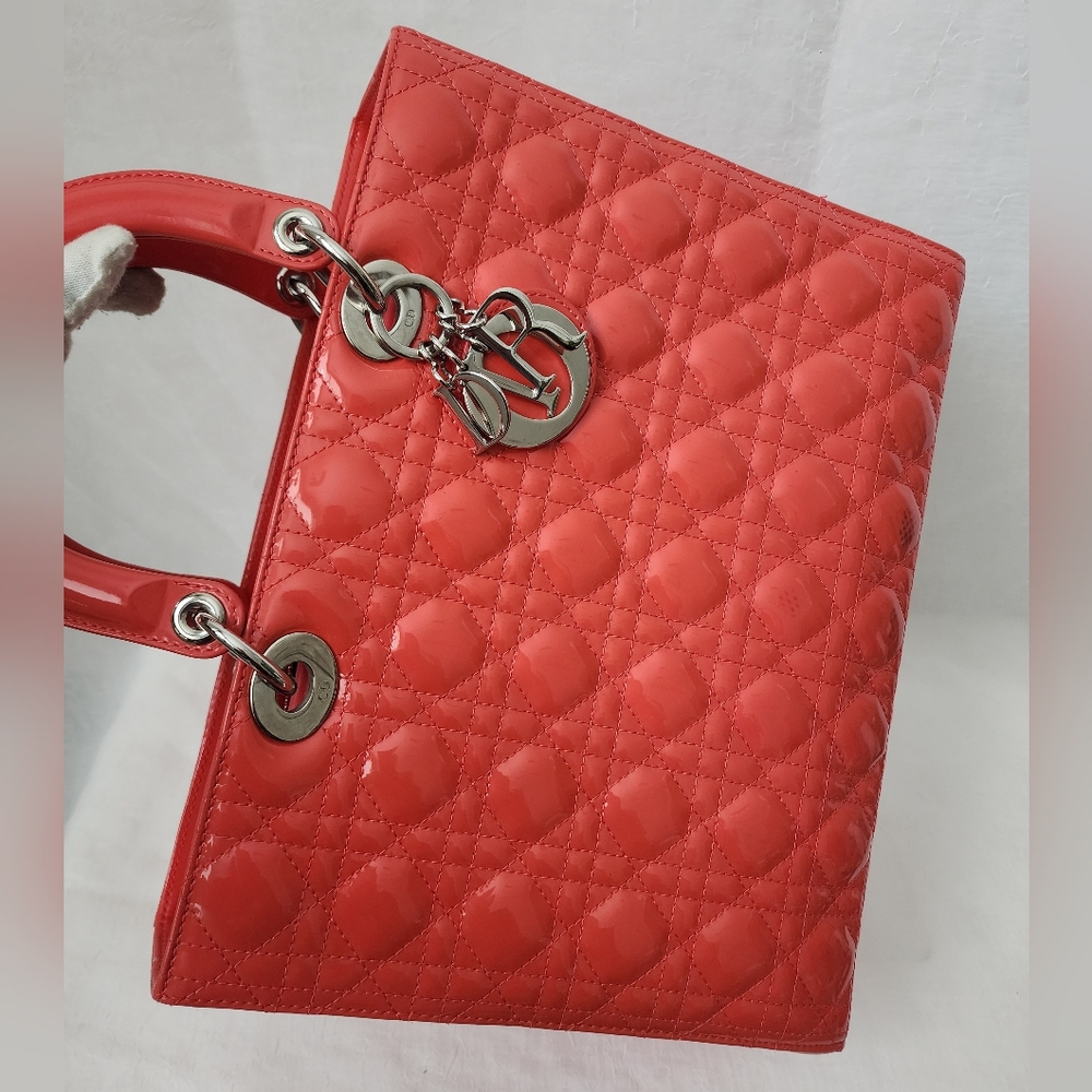 Auth DIOR LADY DIOR Cannage Calfskin Large Tote Bag - Picture 6 of 14